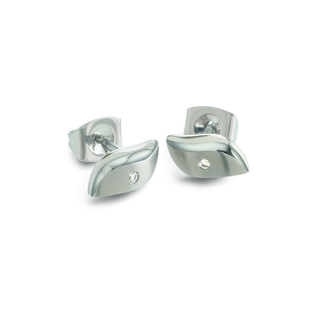 Boccia Damen Ohrstecker aus Titan in der Farbe Silber poliert mit Diamant, antiallergen, 05044-03
