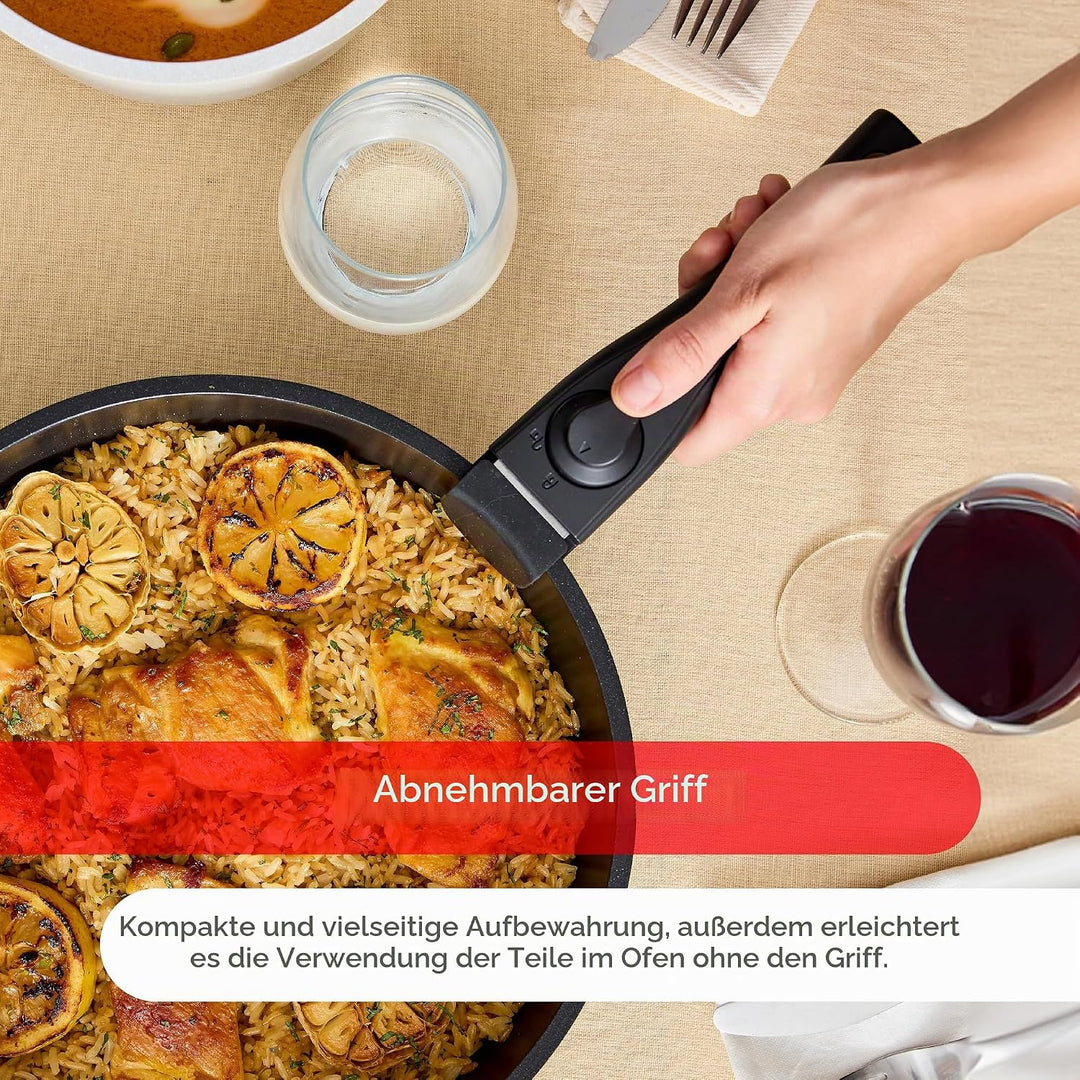 BERGNER CLICK&amp;COOK - Set 10 PZS Schwarzes Easy Click Kochgeschirr - Pfannen und Töpfe mit schwarzer