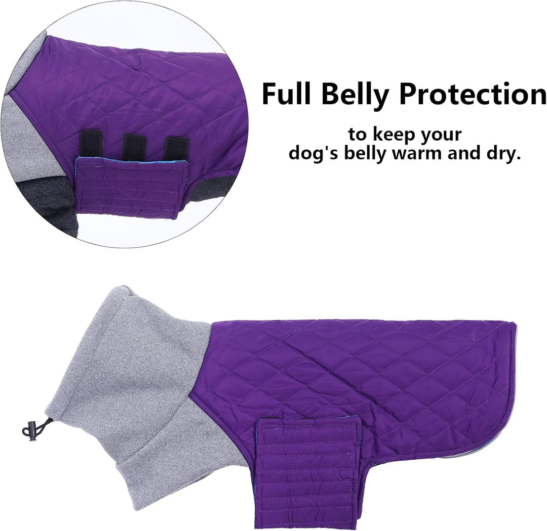 Geyecete Hundemantel Dackel, Dackel Wintermantel, Warmer Quilten Dackelmantel mit Geschirr Loch,Wind