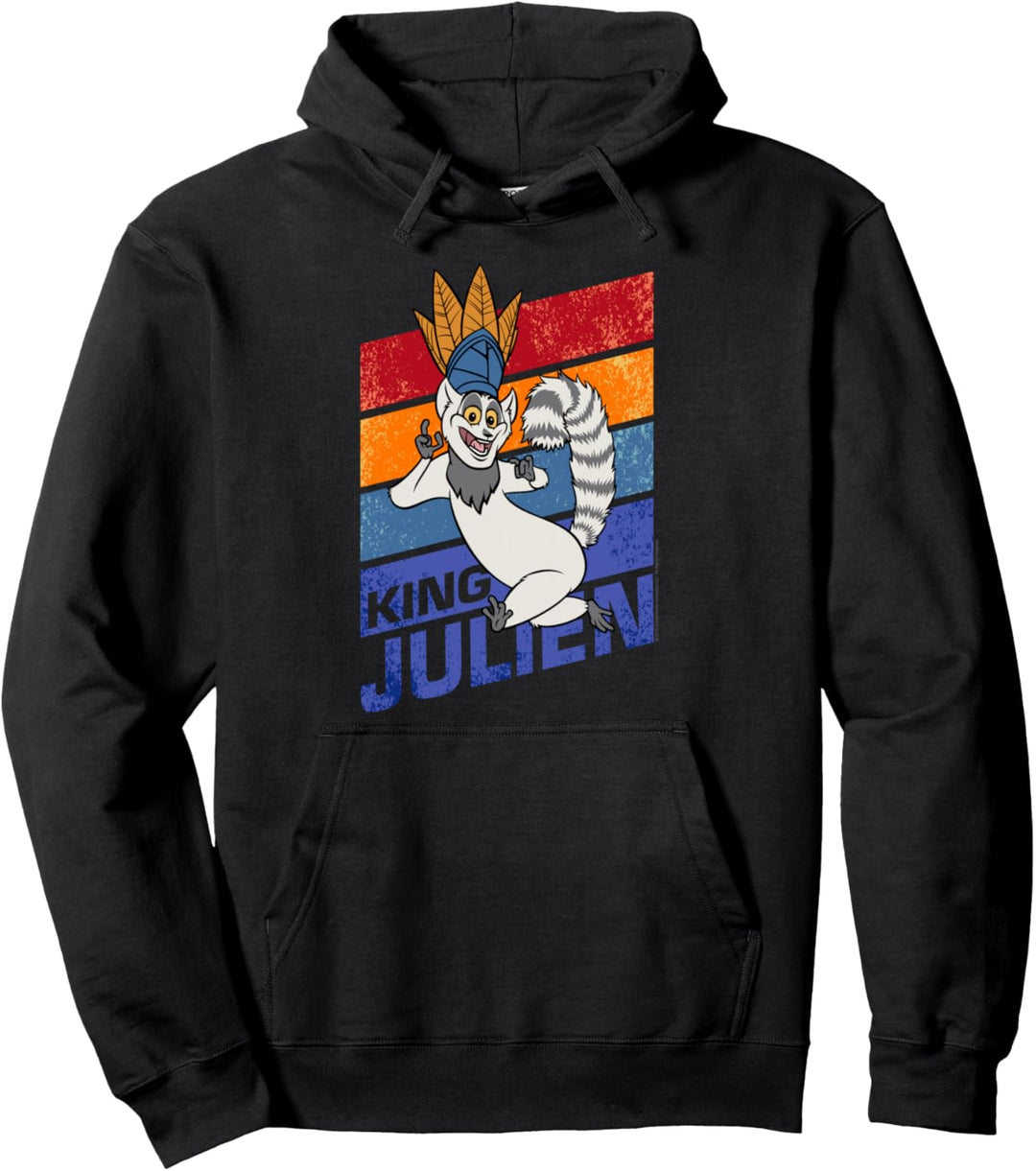 Madagascar King Julien Striped Portrait Pullover Hoodie