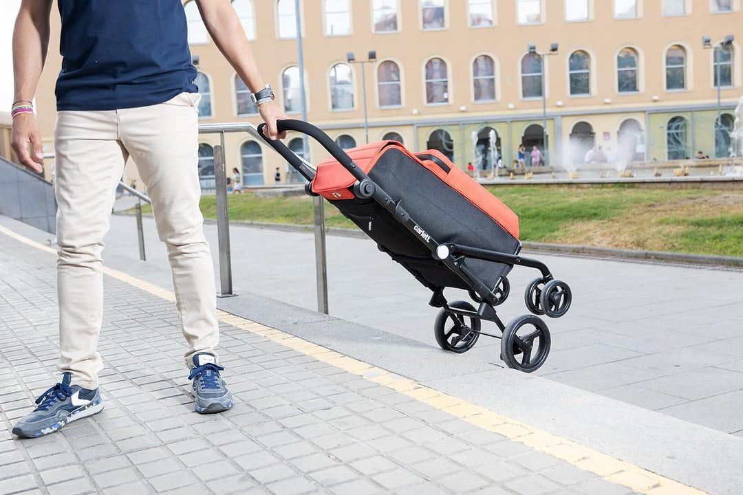 Carlett - Einkaufswagen, Faltbarer Supermarkt-Trolley, mit 4 regenfesten Rädern und einem grossen Fa