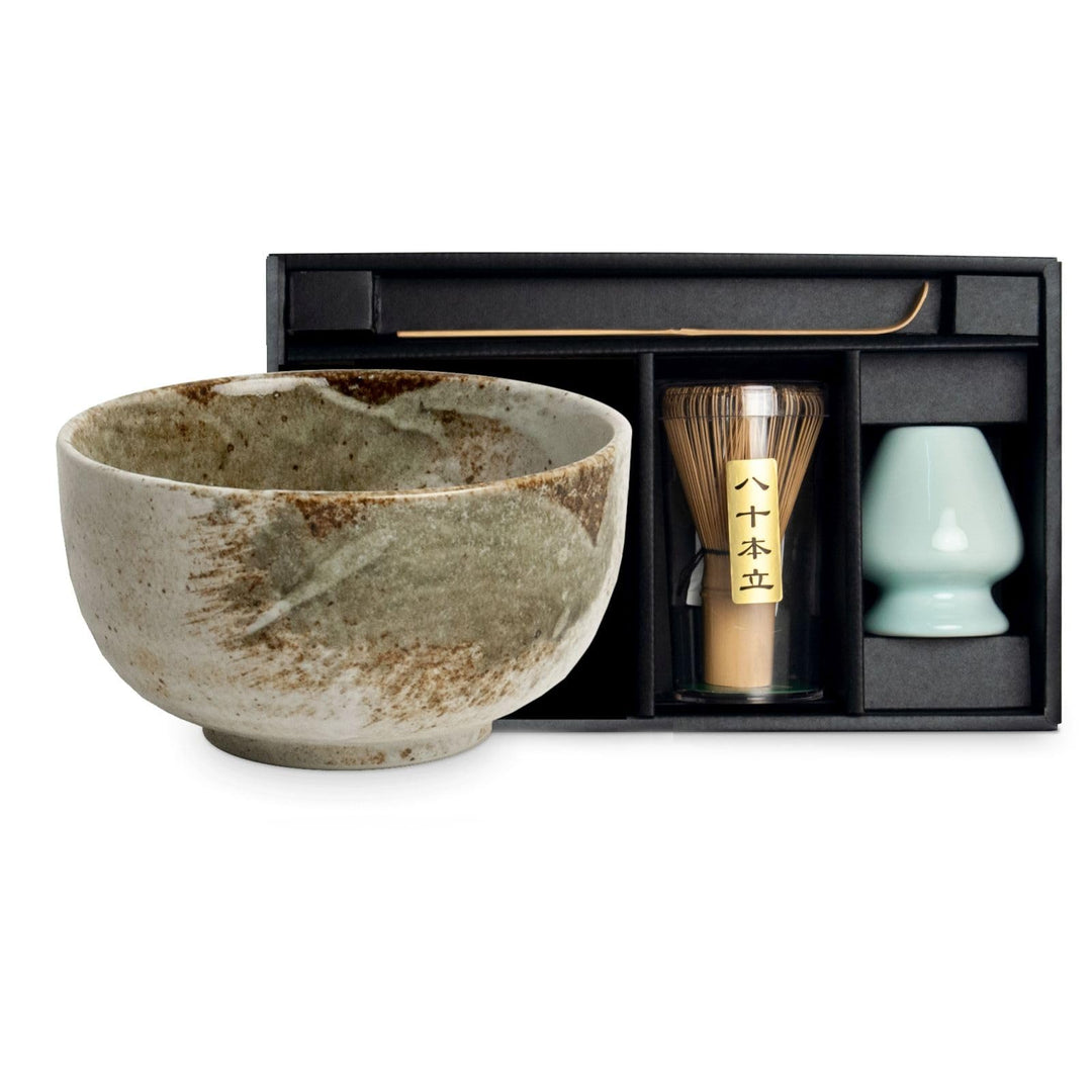 Matcha Schale Set aus Japan in Geschenkbox Matchaschale inklusive Bambus Besen, Bambus Löffel und Be