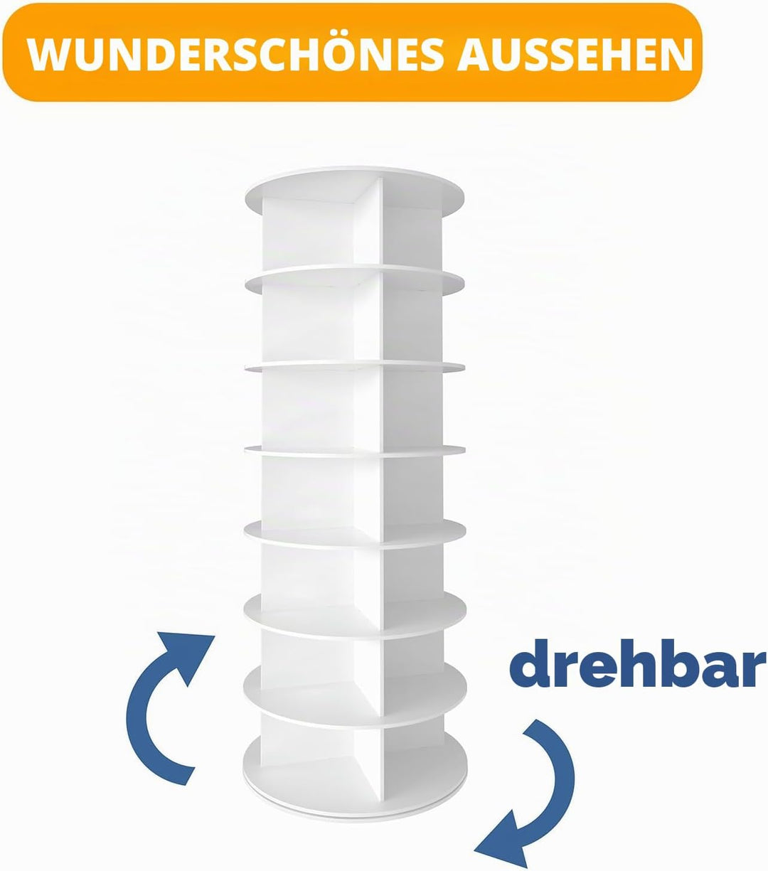 SpaceAid Drehbares Schuhregal mit 7 Ebenen, drehbares Schuhregal, Lazy Susan, drehbares 360-Grad-Sch
