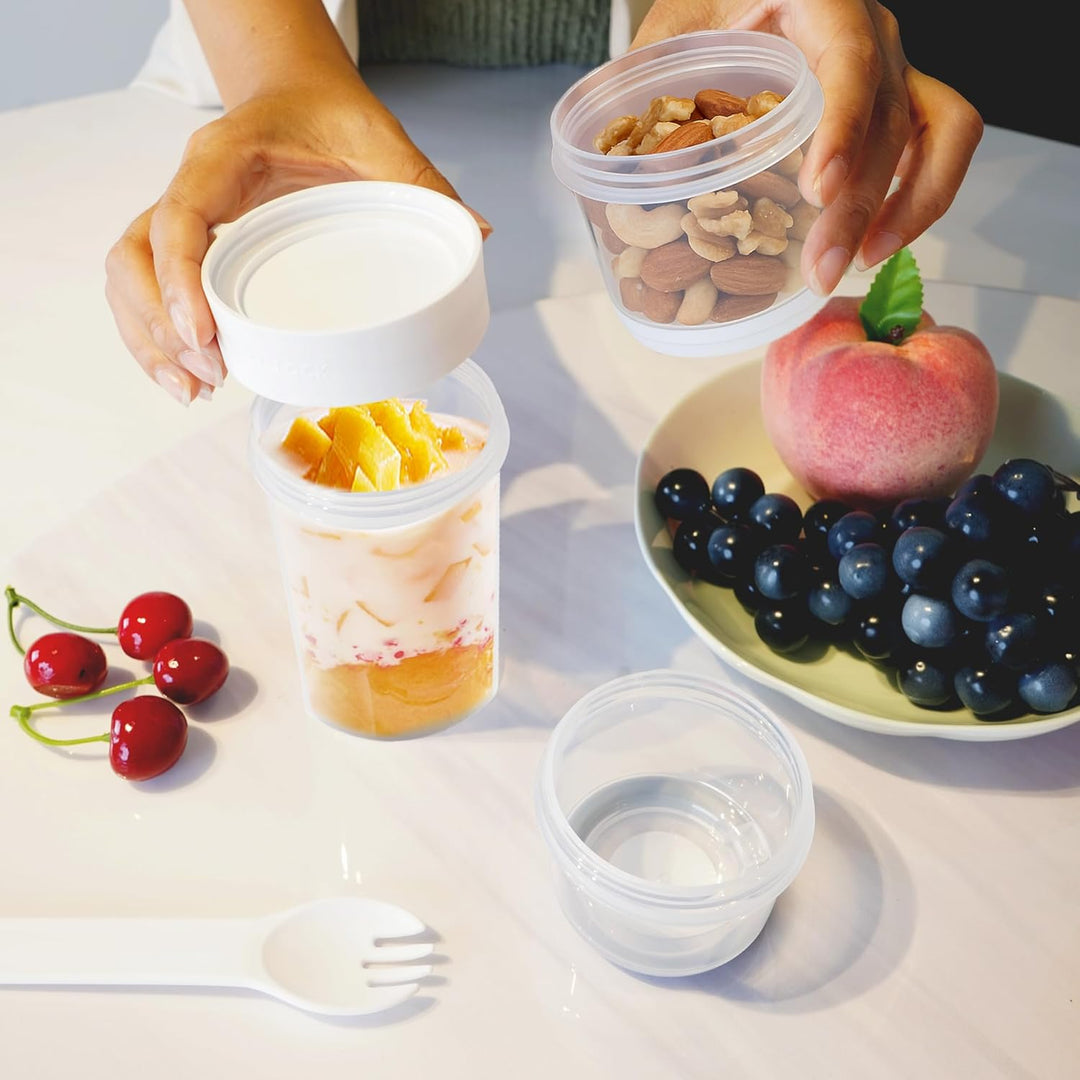 Joghurtbecher to go & Müslibecher to go - Ohne BPA, mit beiliegendem Löffel - Kompatibel mit Mepal,