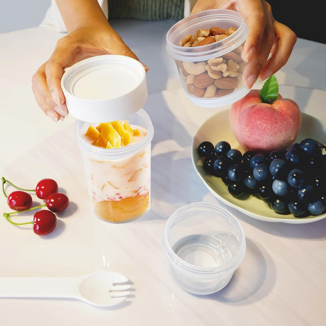 Joghurtbecher to go &amp; Müslibecher to go - Ohne BPA, mit beiliegendem Löffel - Kompatibel mit Mepal,
