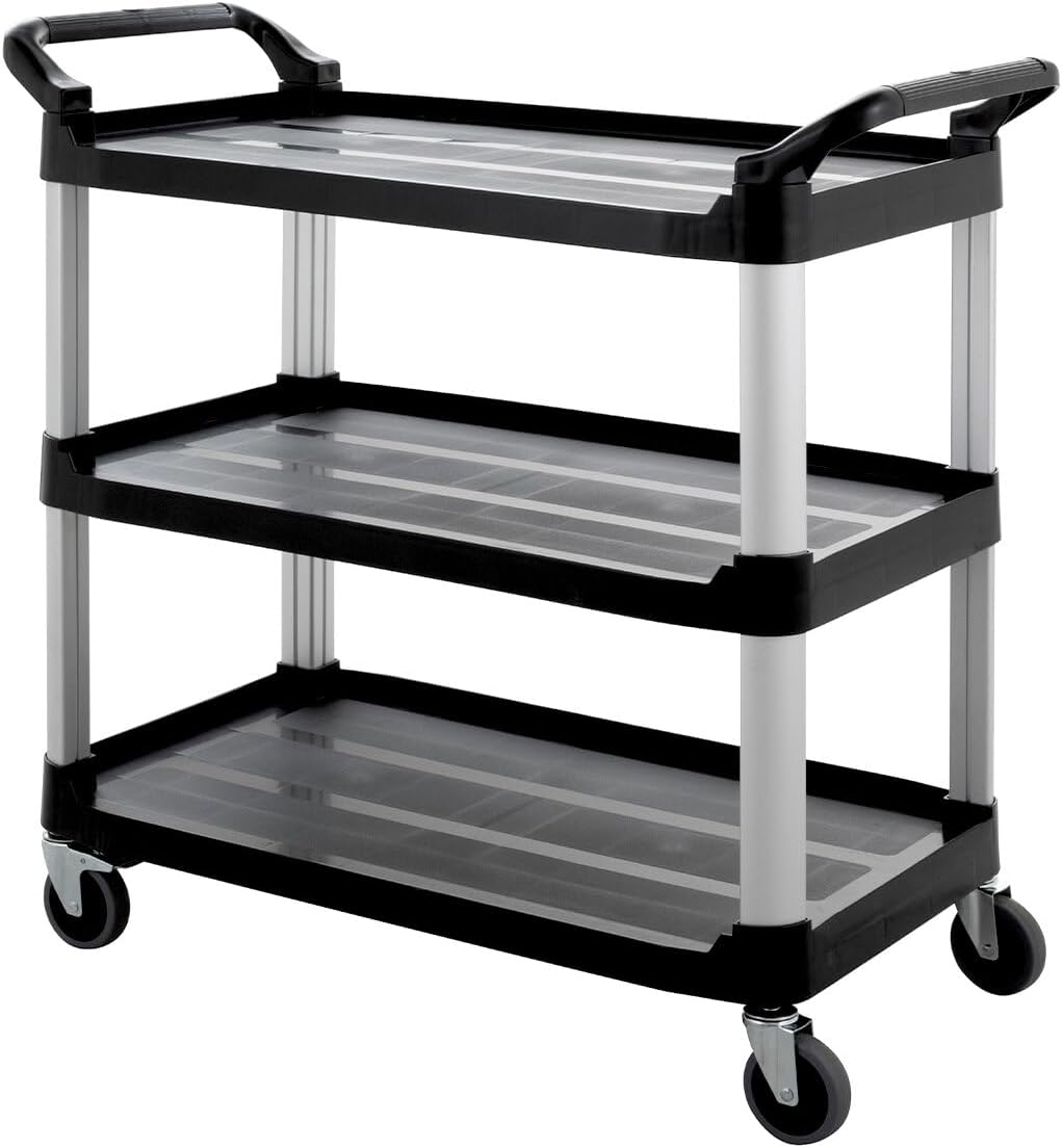 GastroHero Servierwagen Polypropylen Gross mit Rollen, 3 Ebenen, 102 x 50 x 96 cm Gastronomiebedarf