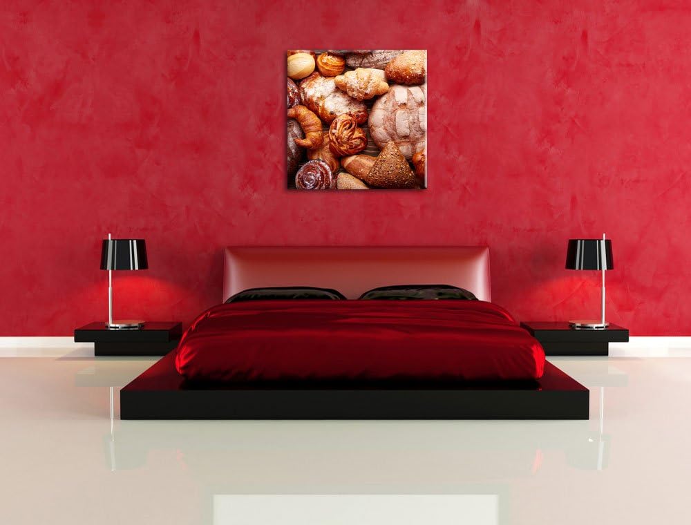 Pixxprint Bread and Buns, Format: 70x70 auf Leinwand, XXL riesige Bilder fertig gerahmt mit Keilrahm