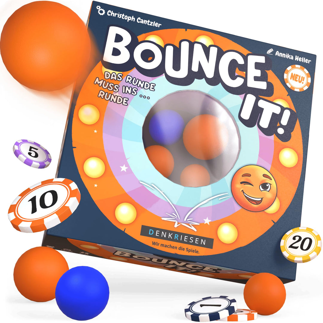 DENKRIESEN Bounce It! – Geschicklichkeitsspiel mit Bällen | Rasantes Familienspiel & Partyspiel für
