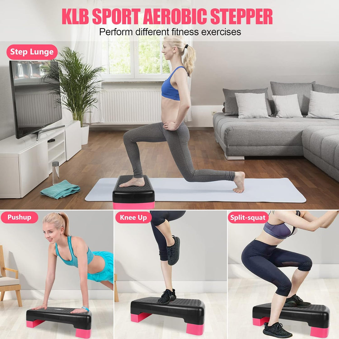 Höhenverstellbarer Aerobic-Stepper für Fitness und Training, 2 Stufen, mit 2 Erhöhungen, verstellbar