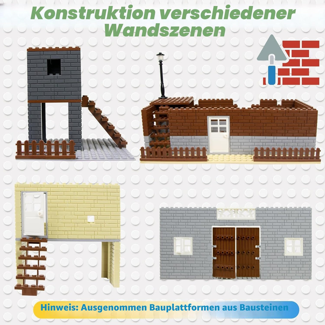 Cabeeskii 337 Stück Bausteine, Masonry Profile Bricks, Enthält Steine Fenster Türen Zäune Sets zubeh