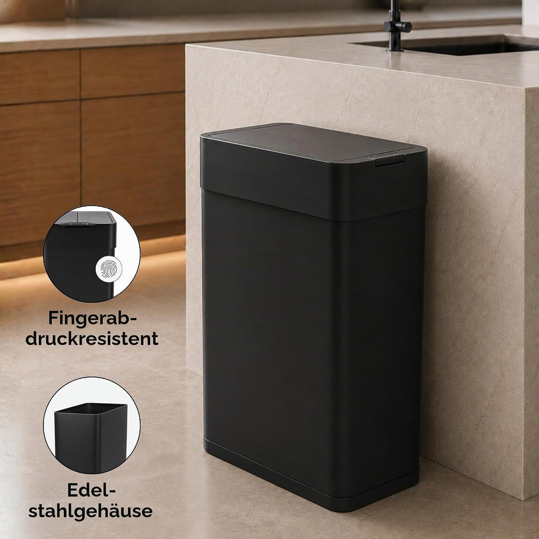 Five Stars® Sensor-Abfalleimer 60 Liter – Edelstahl-Abfallbehälter mit Doppelventilöffnung – Soft Cl