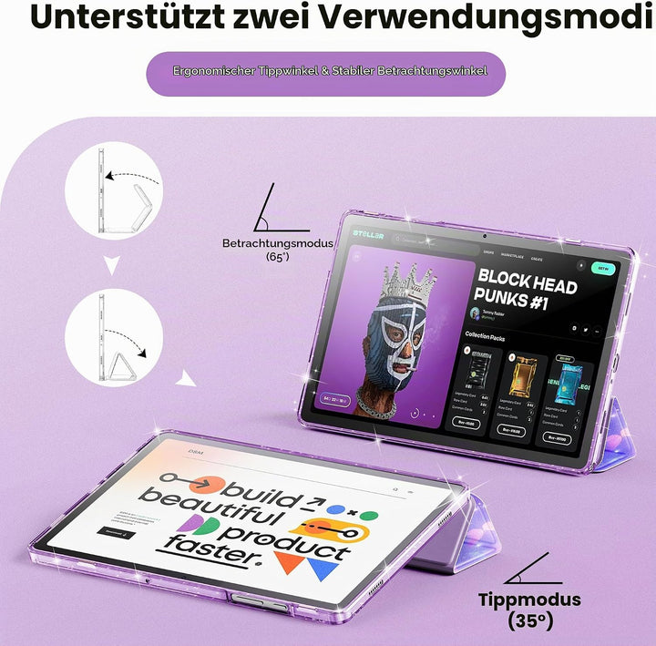 INFILAND Hülle für Samsung Galaxy Tab A11+/A9+11 Zoll (2023/2025),Glitzernde Schutzhülle mit funkeln