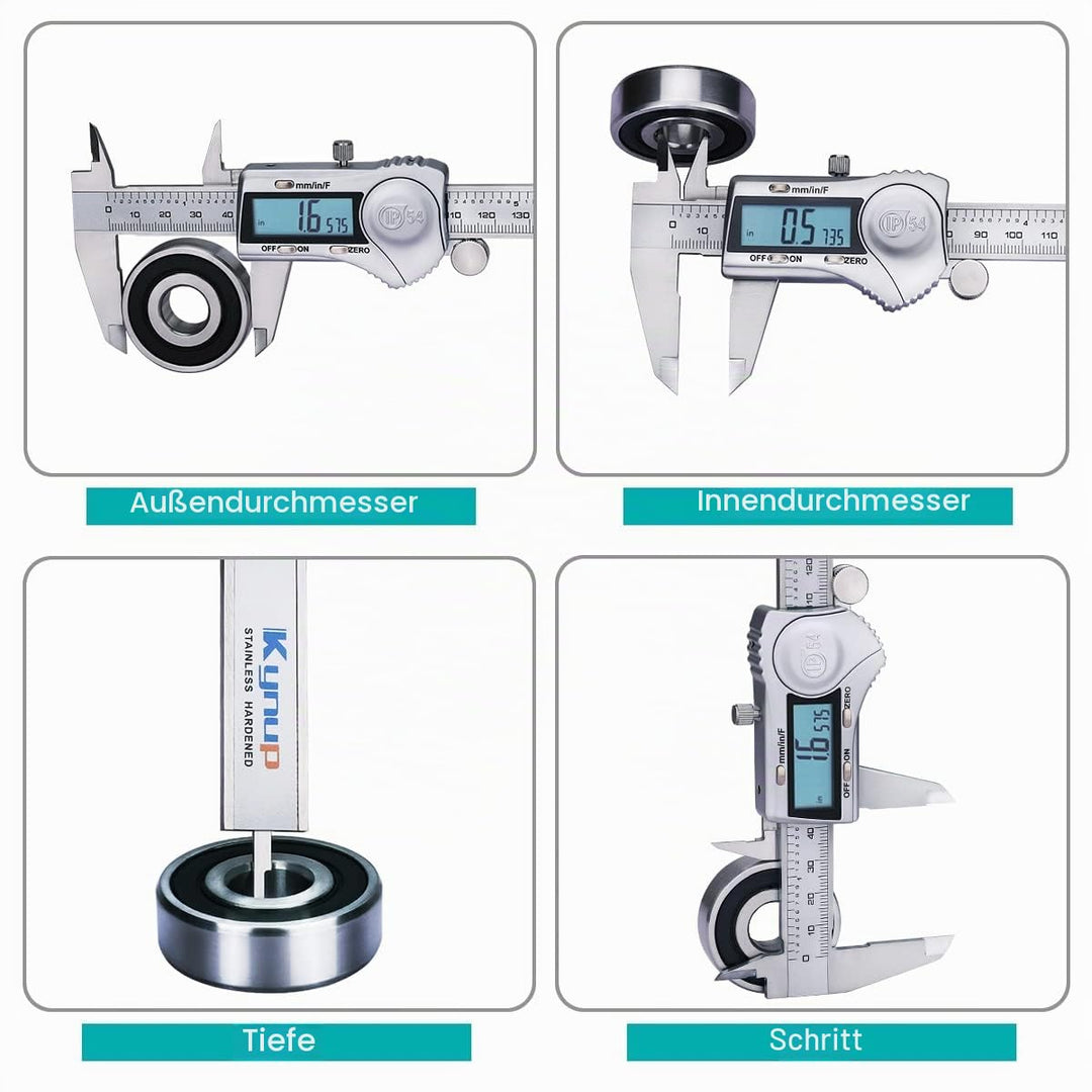 Kynup Digital Messschieber, Schieblehre Messwerkzeuge 150mm Edelstahl IP54 Spritzwasserdicht Staubdi