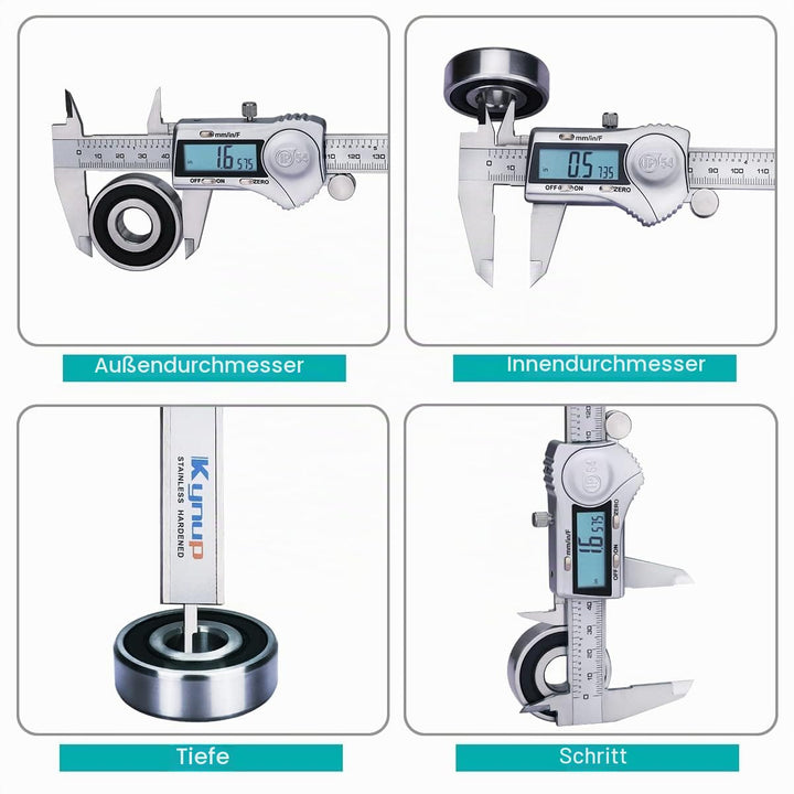 Kynup Digital Messschieber, Schieblehre Messwerkzeuge 150mm Edelstahl IP54 Spritzwasserdicht Staubdi