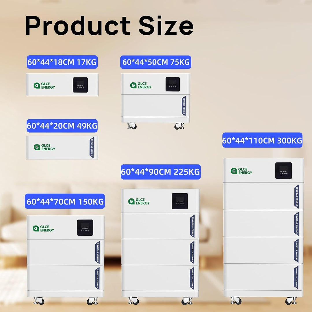 48V 400Ah LiFePO4 Batterie (4 x 100Ah Pack), 20,48kWh All-in-One Lithiumbatterie, Mit Heim-Batterie-