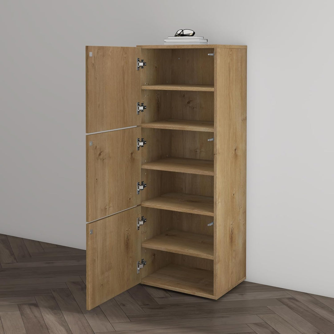 Mai & Mai Schuhschrank Schuhkommode mit 3 Schränken BTH: 45x36x120 cm Schuhregal Möbel in Kerneiche