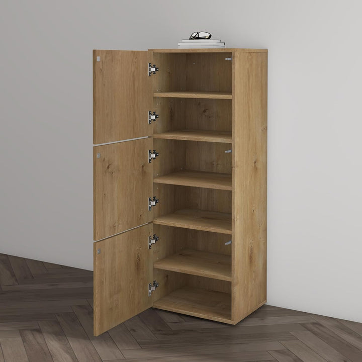 Mai & Mai Schuhschrank Schuhkommode mit 3 Schränken BTH: 45x36x120 cm Schuhregal Möbel in Kerneiche