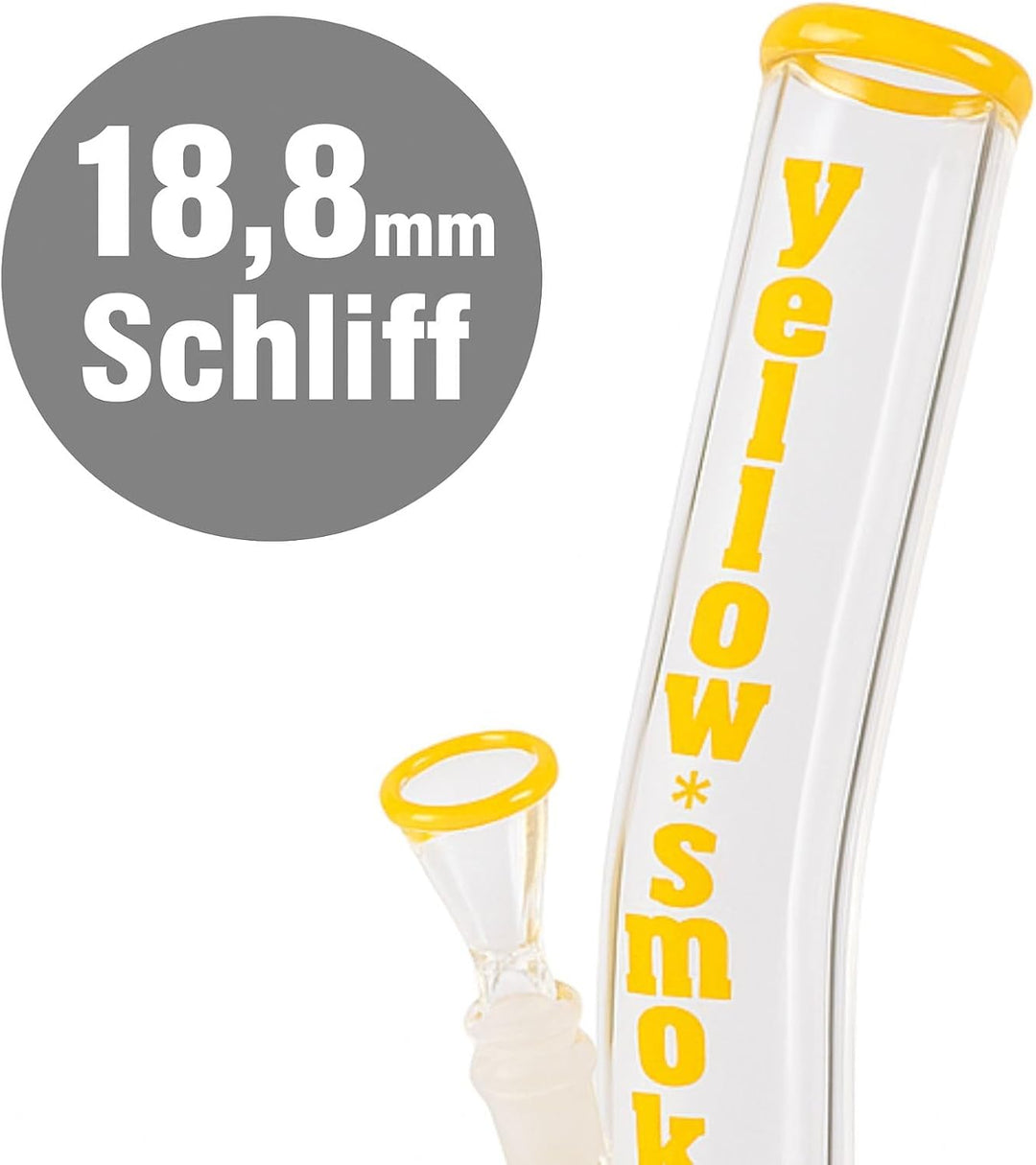 Weedness Glas Bong 18,8 mm Schliff Ø 55mm - 40 cm hoch Gelb - Schräge Bong Komplett Set Gross, Gelb