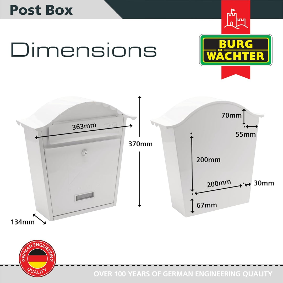 Sterling MB01 Briefkasten, klassisch, Weiss, Weiss