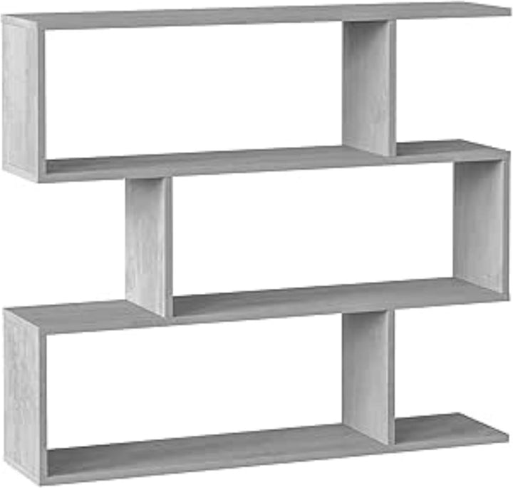 Dekoratives und funktionales Bücherregal, Farbe Betongrau, Masse 110 x 97 x 25 cm