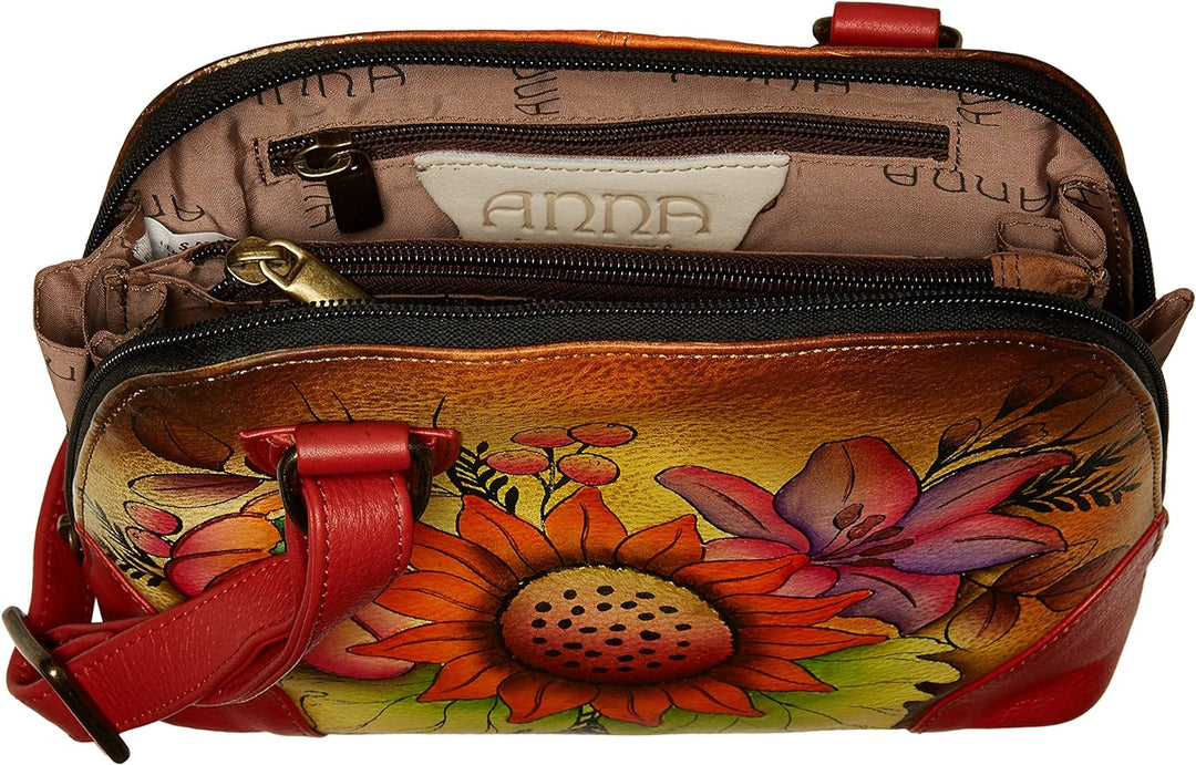Anna by Anuschka Kleine Damen-Handtasche aus echtem Leder mit Reissverschluss | Organizer mit mehrer