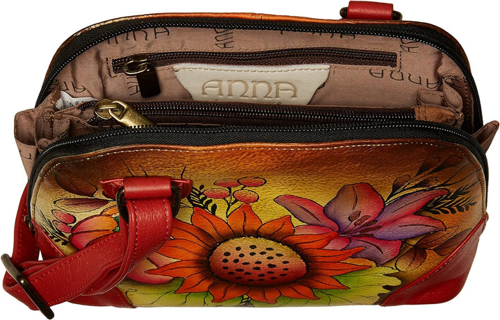 Anna by Anuschka Kleine Damen-Handtasche aus echtem Leder mit Reissverschluss | Organizer mit mehrer