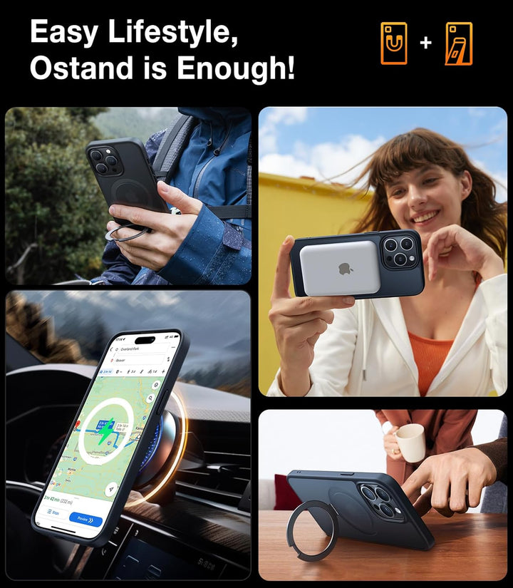 TORRAS Ostand All-in-One für iPhone 15 Pro Hülle für MagSafe (Nr.1 Magnetkraft, Unsichtbarer Ständer