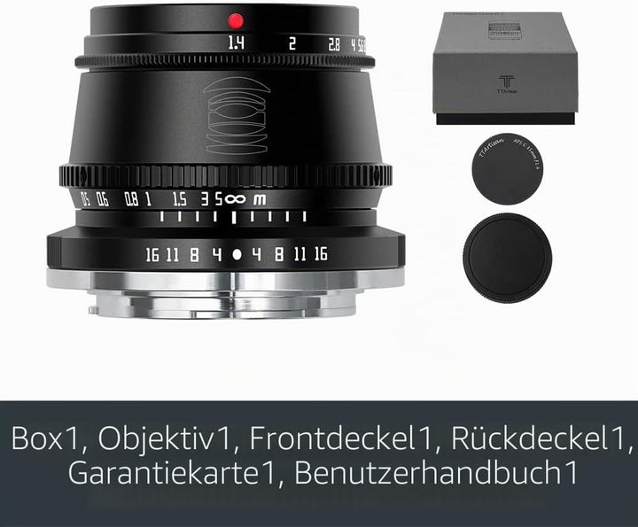 TT Artisan 35mm F1.4 APS-C Objekt Anschluss MFT Mount Black Weitwinkelobjektiv mit manuellem Fokus T