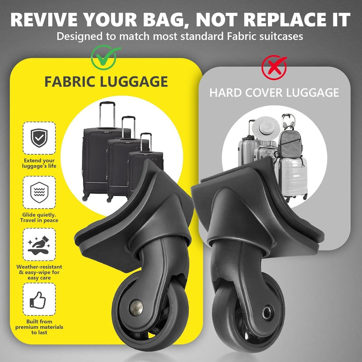 Tobeso-Nuoze Replacement Luggage Wheel 4 Stück Kofferrollen Ersatzrollen Ersatzräder für Koffer Repa