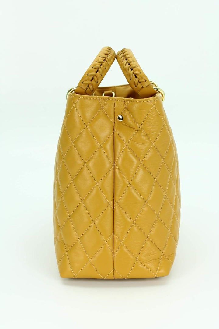 Belli edle italienische Echt Nappa Leder Damentasche Henkeltasche Umhängetasche gesteppt - 34x25x17