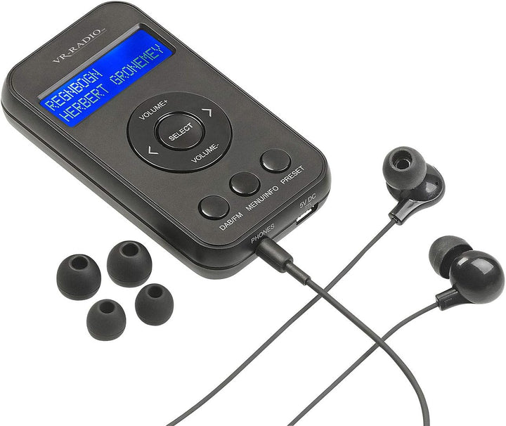 VR-Radio Mini Radio: Digitales Taschenradio mit DAB+/FM, Akku, LCD-Display, DRC & Ohrhörern (Taschen