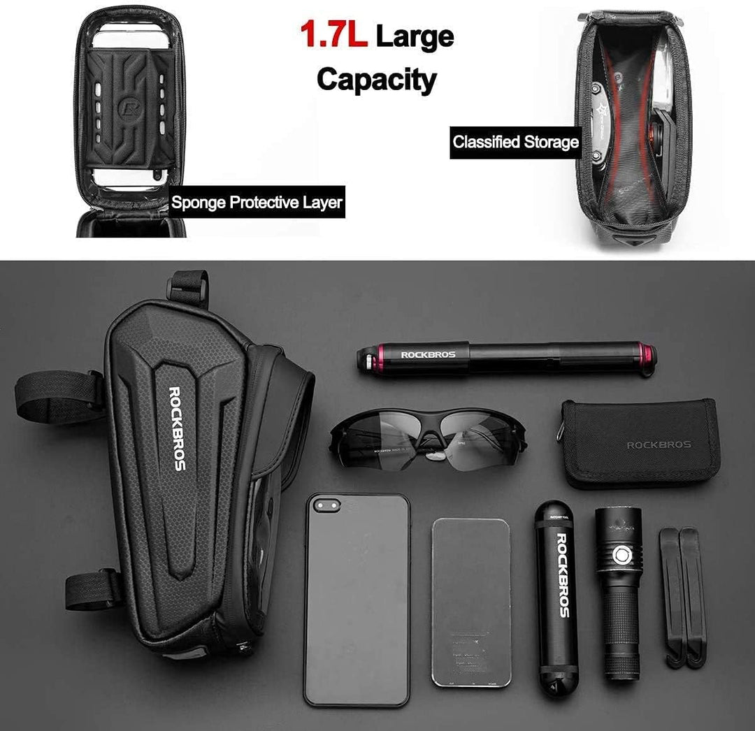 ROCKBROS Fahrrad Rahmentasche Lenkertasche Wasserdicht Handytasche für Smartphone bis zu 6.8 Zoll mi
