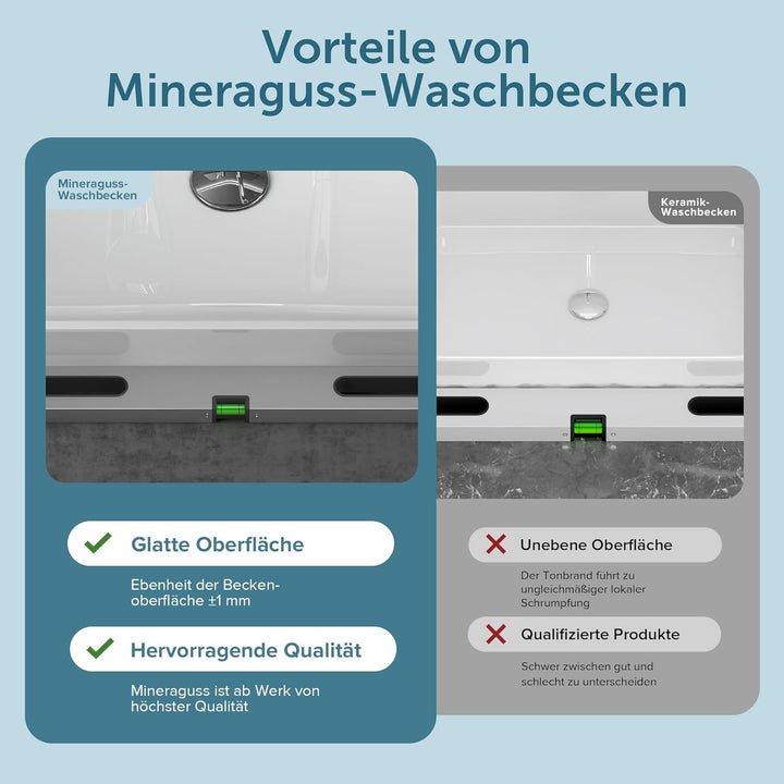 doporro Aufsatzwaschbecken rund Colossum804 Weiss glänzend Ø 40 cm Mineralguss Waschbecken ohne Arma