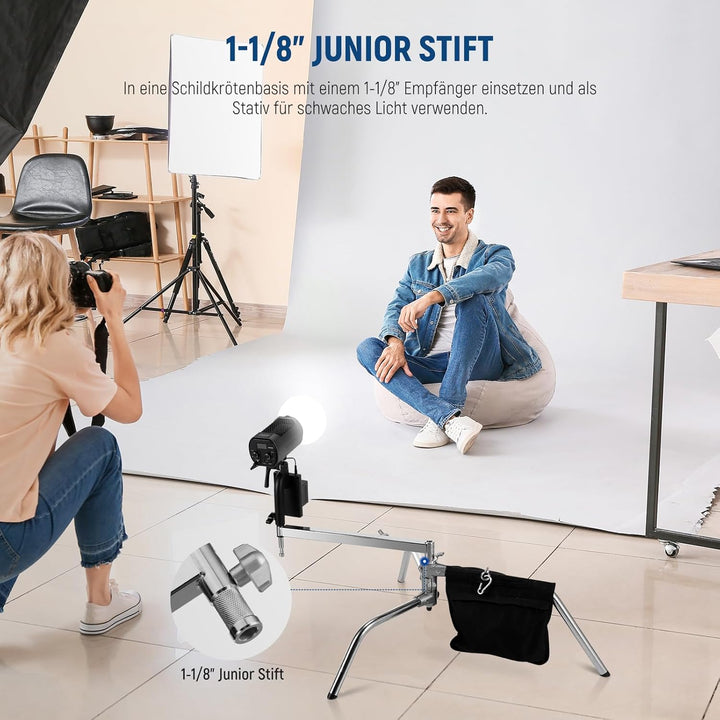 NEEWER versetzter Arm mit Zwei 5/8" Babystift für LED Videolicht Studioblitz, 19"-28" ausziehbar mit