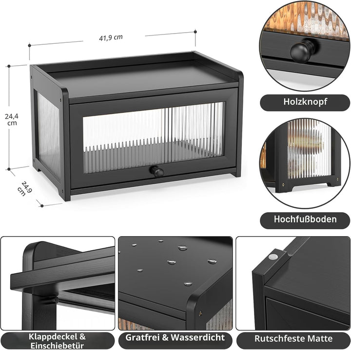 BAMBANG Bambus Brotkasten, Extragross Brotkästen Holz für Küchentheke, brotbox küche zur Brotaufbewa
