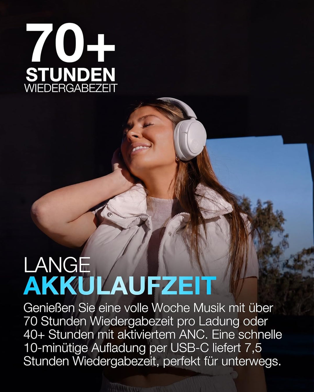 JLab JBuds LUX ANC Smart Noise Cancelling Over Ear Kopfhörer Bluetooth kabellos mit Mikrofon und akt