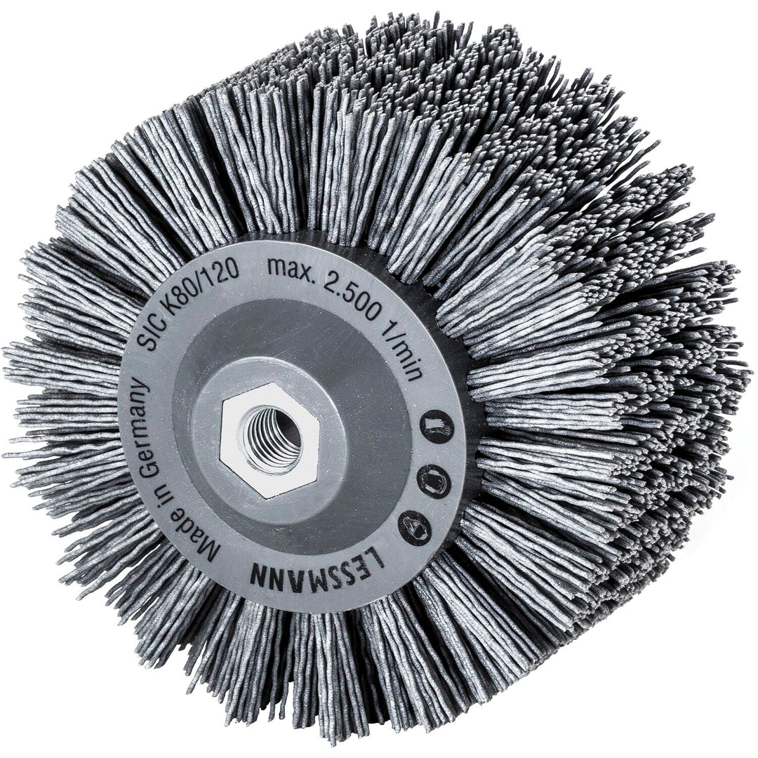 Lessmann Rundbürste gestanzt grau ø 140 mm (18 x 13 Reihen, Aufnahme: M14, Fadenstärke 1,2 mm Schlei