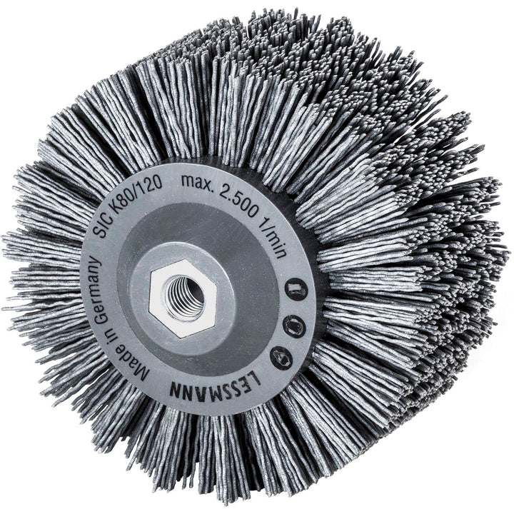 Lessmann Rundbürste gestanzt grau ø 140 mm (18 x 13 Reihen, Aufnahme: M14, Fadenstärke 1,2 mm Schlei