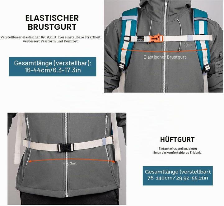 MOUNTAINTOP 35L Wanderrucksack Herren Damen Reiserucksack Trekkingrucksack Leicht Outdoor Camping Ru