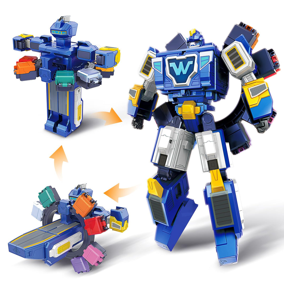 Super Wings 3-in-1 World Space Verwandelnder Roboter mit den Mini Figuren Jett und Dizzy, Verwandlun