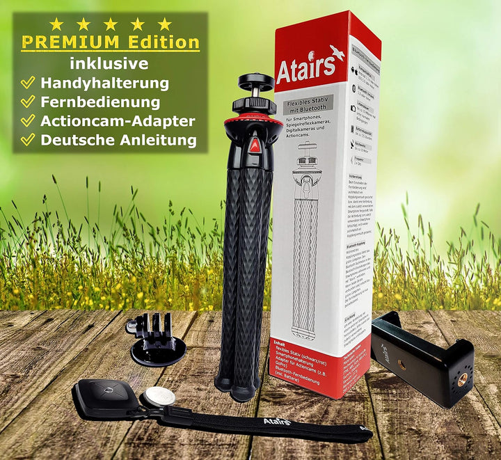 Atairs Handy Stativ für Smartphone mit Fernauslöser - Flexibles Reisestativ für Kamera, DSLR, Action