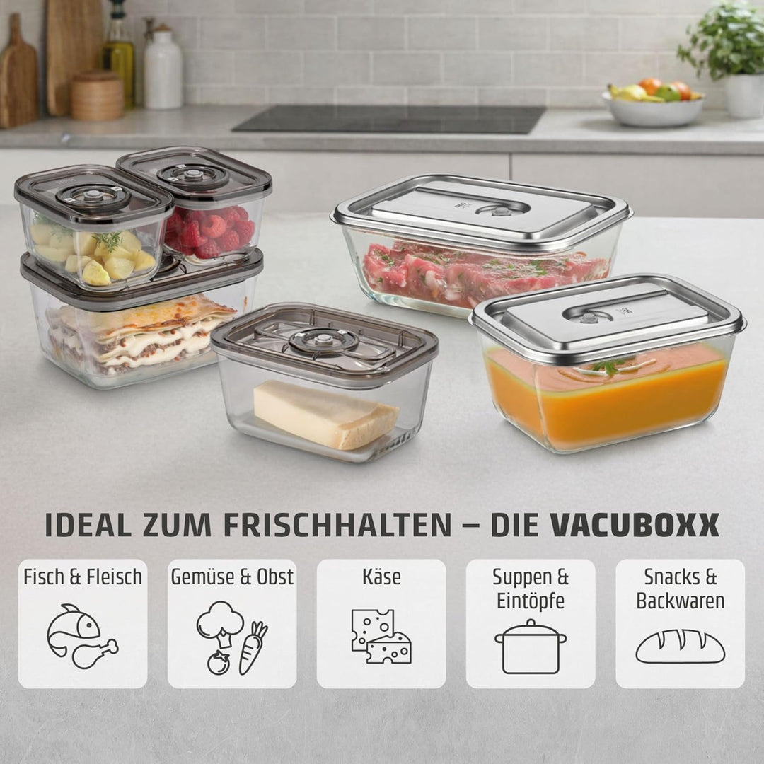 Caso VacuBoxx Eco-Duo S - Vakuum-Frischebehälter / 2 Behälter mit je 500 ml/für druckempfindliche un