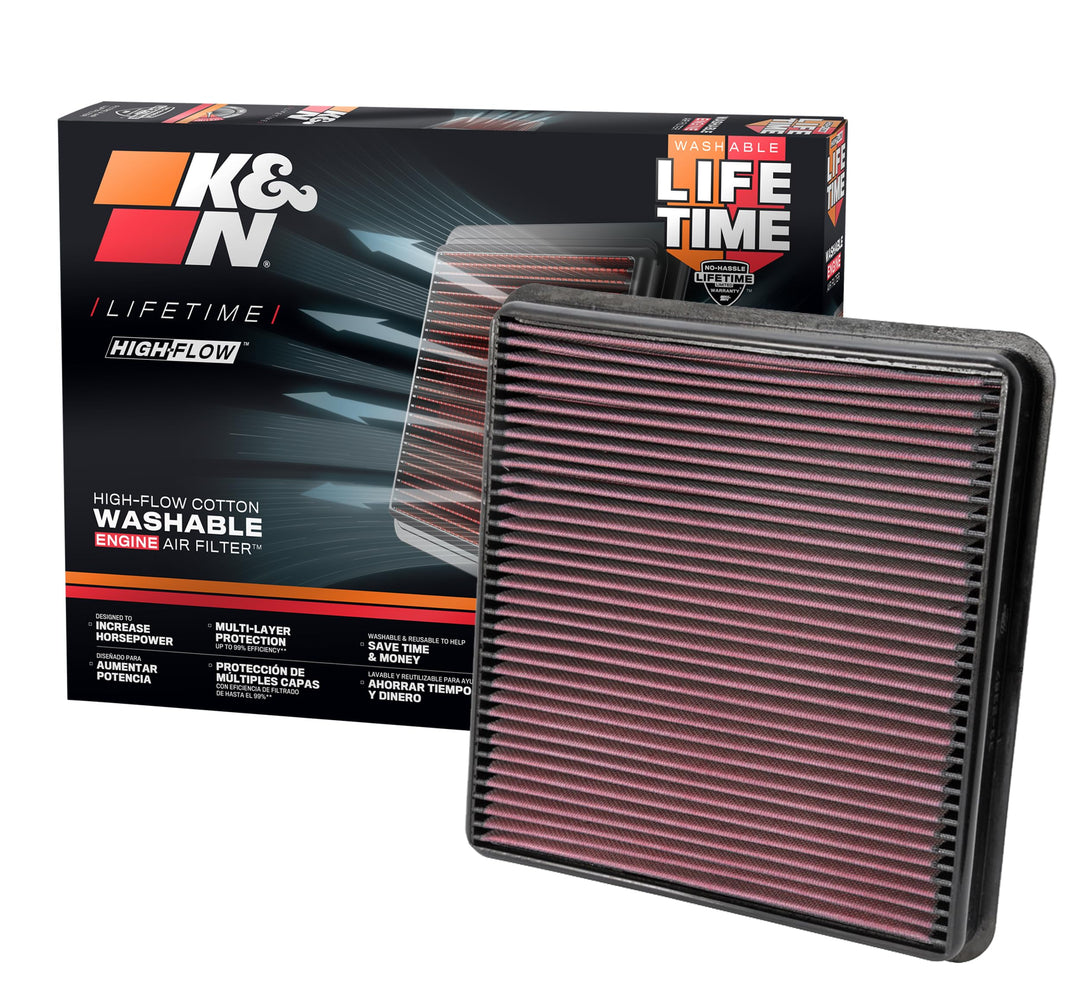 K&N 33-2387 Waschbarer und wiederverwendbarer KFZ Tauschluftfilter, Rot
