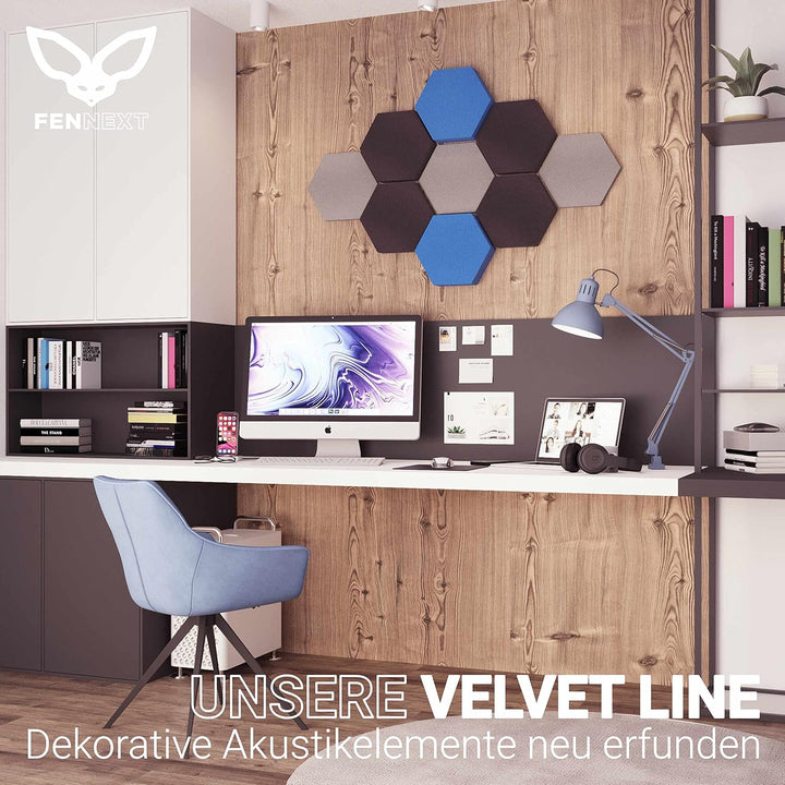 FENNEXT ® Velvet Schallabsorber Wand - Dekorative Hexagon Akustikpaneele für Gaming, YouTube Studio,