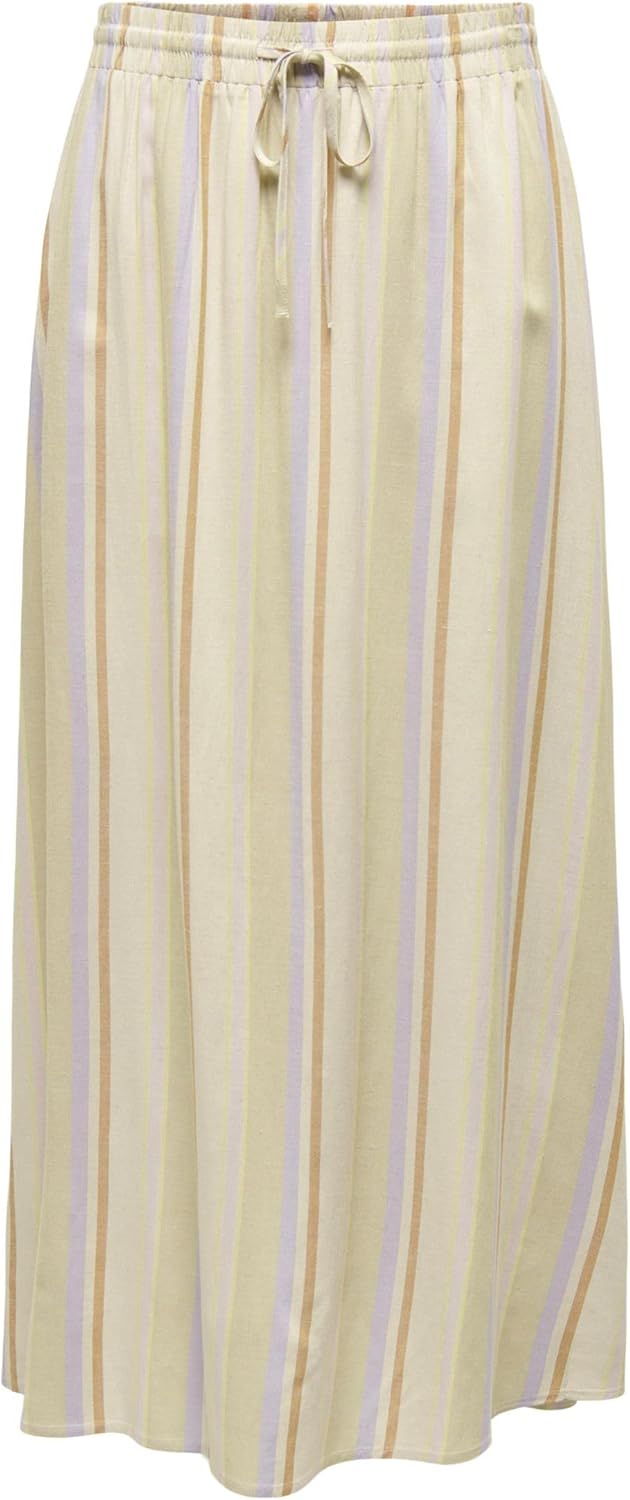 ONLY & SONS Damen Onltine Midi Skirt Wvn S Whitecap Gray/Stripes:purple Rose + Orange Peel + Irish C