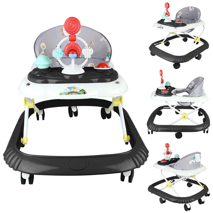 Lauflernhilfe 4 in 1, faltbar, für Babys mit interaktivem Spielbrett mit Geräuschen, kippsichere Bas
