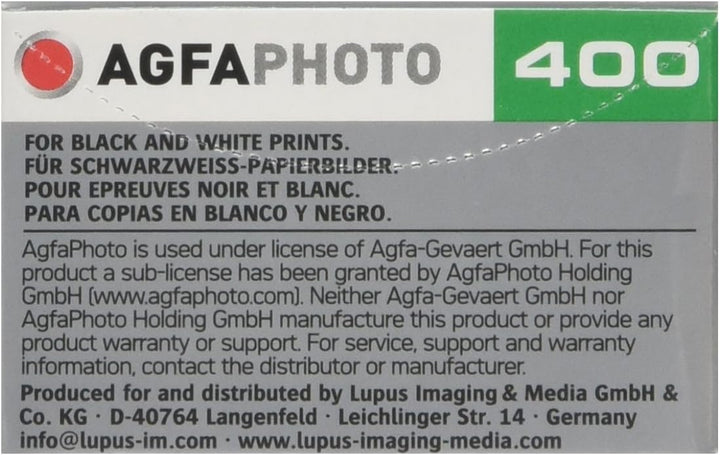 AgfaPhoto APX 400 Prof 135-36 schwarz / weiss Film (20-er Pack= bis zu 720 Aufnahmen) 20 Stück 400 A