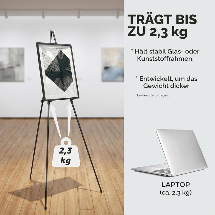 Nicpro Kunst Staffelei zum Ausstellen, 2 Stück, 160 cm Staffelei gross, Metall-Bodenstaffelei, Dreib