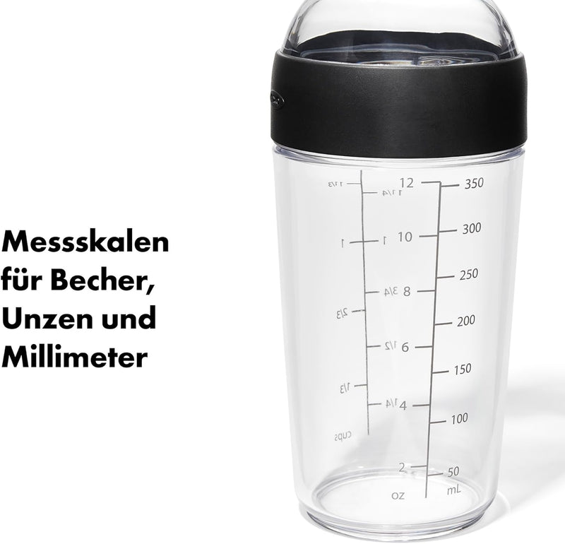 OXO Good Grips Salatdressing-Shaker gross, 350 ml – schwarz Schwarzer Shaker 355 ml, Schwarzer Shake