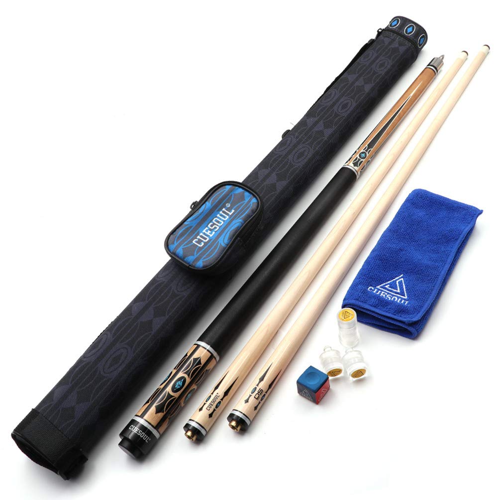 DHOLE CUESOUL 58 "2 Piece Maple Billiard Queue 19 Unzen Queue-Set 13mm, Queue-Set 13mm